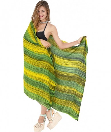 Cover-Ups Women's Swimwear Pareo Sarong Bikini Coverups Wrap Skirt Hand Tie Dye - Green_h953 - CE187DIZZ8O $26.93