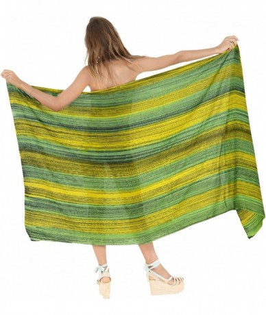 Cover-Ups Women's Swimwear Pareo Sarong Bikini Coverups Wrap Skirt Hand Tie Dye - Green_h953 - CE187DIZZ8O $26.93