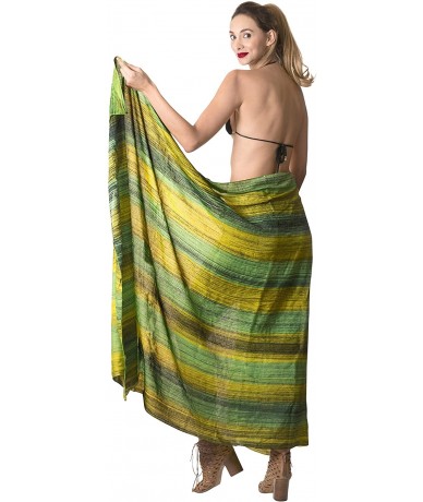 Cover-Ups Women's Swimwear Pareo Sarong Bikini Coverups Wrap Skirt Hand Tie Dye - Green_h953 - CE187DIZZ8O $26.93