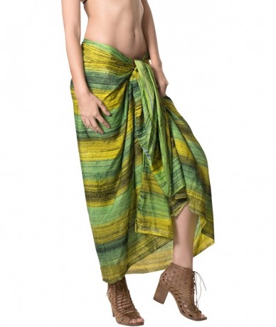 Cover-Ups Women's Swimwear Pareo Sarong Bikini Coverups Wrap Skirt Hand Tie Dye - Green_h953 - CE187DIZZ8O $26.93