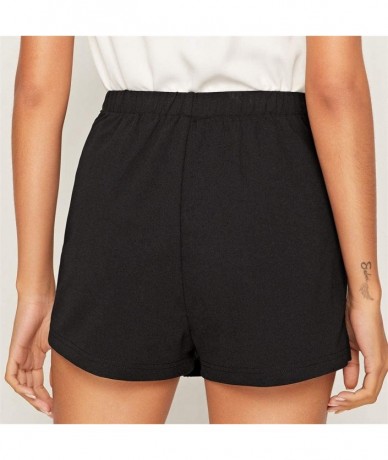 Board Shorts Women Summer Shorts Casual Elastic Waist Split Front Skort Hot Pants Trouser Pants - Black - CY1997HLD58 $36.57