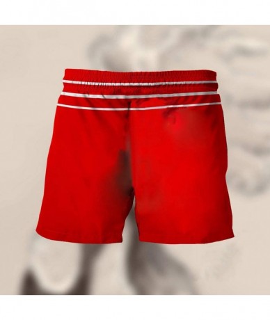 Board Shorts Stop Staring at My Cock Swim Trunks Novelty Casual Drawstring Beach Board Shorts for Gym with Pockets - Red - CP...