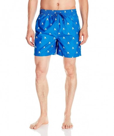 Trunks Men's Jetty Geo Volley Swim Trunk - Regatta Royal Blue - CJ12N323SXP $30.97