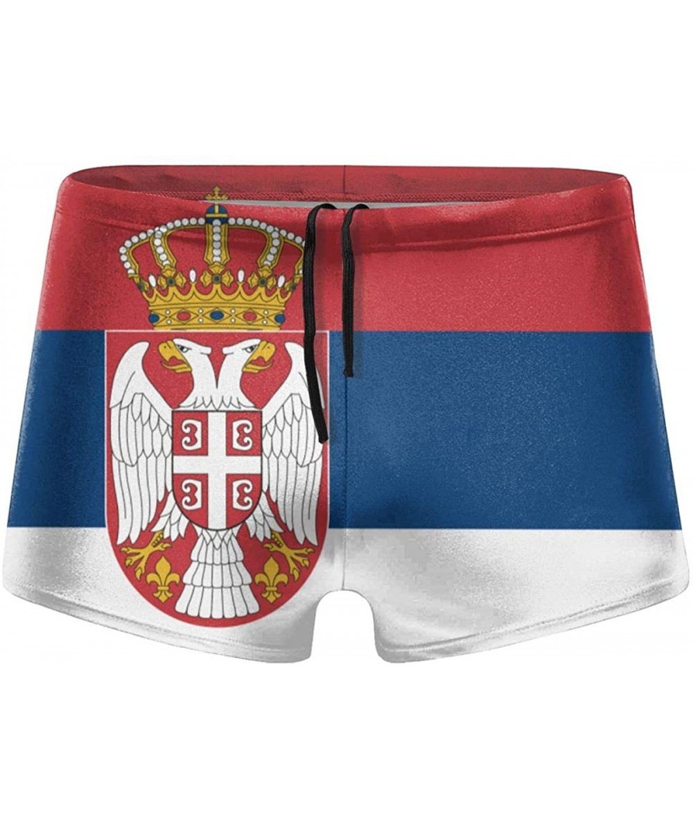 Briefs Men's Swimwear Briefs Swim Trunk American Flag Bikini Boxer Swimsuit - Serbia Flag 26 - CG19CCWS5GE $45.72