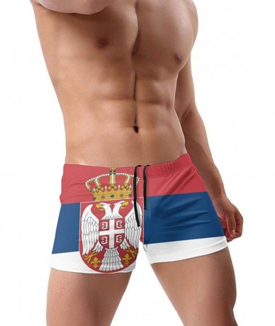 Briefs Men's Swimwear Briefs Swim Trunk American Flag Bikini Boxer Swimsuit - Serbia Flag 26 - CG19CCWS5GE $45.72