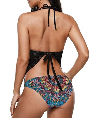 Sets Swimsuits for Women Two Piece Bathing Suits-Geometry Vintage Style Backless Tankinis - Style4 - CV190YZ40EM $63.23