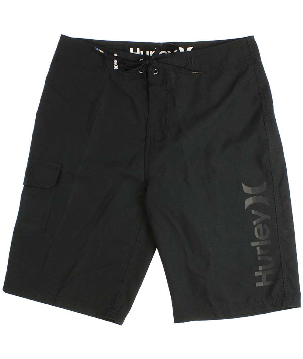 Board Shorts Mens One and Only Logo Black Board Shorts - C012K7M58XV $87.26