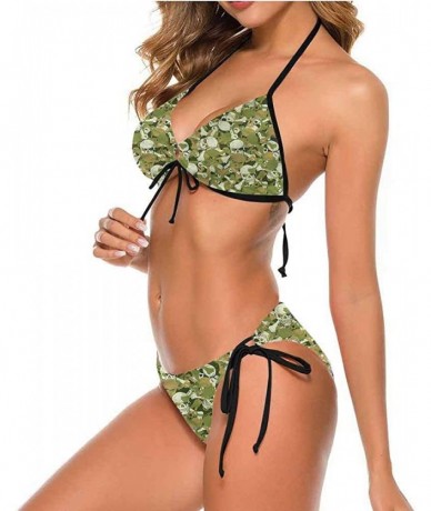 Bottoms Strappy Swimsuit Camo- Mosaic Grunge Camo Worn for Beach/Hiking Activities - Multi 09-two-piece Swimsuit - CB19E7IHO8...