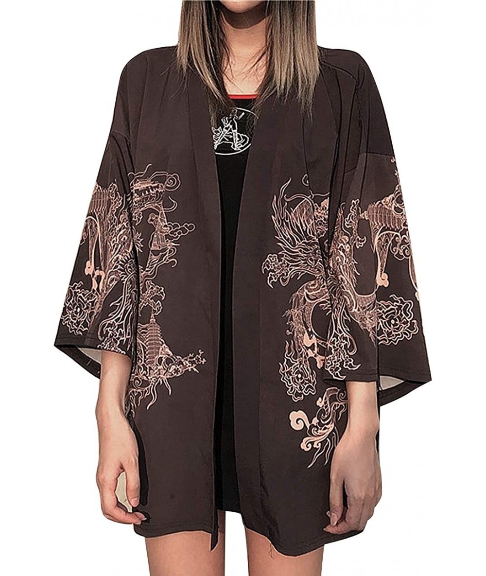 Cover-Ups Women's Loose fit Japanese Shawl Kimono Cover up Cardigan OneSize US S-XL - Style 47 - CW19DSZS2RK $41.59