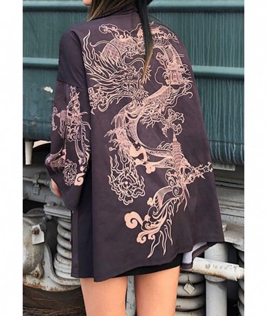 Cover-Ups Women's Loose fit Japanese Shawl Kimono Cover up Cardigan OneSize US S-XL - Style 47 - CW19DSZS2RK $41.59