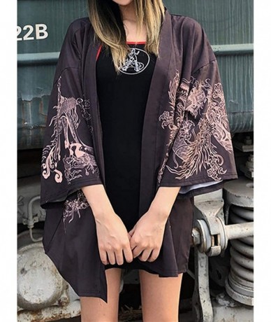 Cover-Ups Women's Loose fit Japanese Shawl Kimono Cover up Cardigan OneSize US S-XL - Style 47 - CW19DSZS2RK $41.59