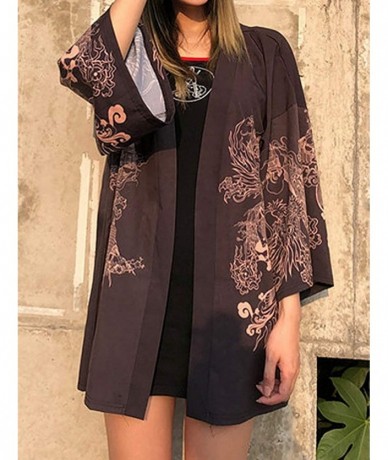 Cover-Ups Women's Loose fit Japanese Shawl Kimono Cover up Cardigan OneSize US S-XL - Style 47 - CW19DSZS2RK $41.59