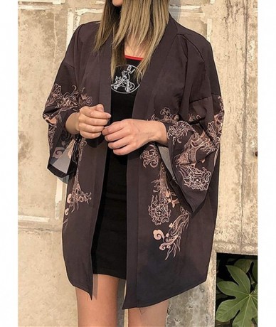 Cover-Ups Women's Loose fit Japanese Shawl Kimono Cover up Cardigan OneSize US S-XL - Style 47 - CW19DSZS2RK $41.59