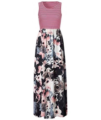 Cover-Ups Women's Long Dress- 2019 New V Neck Sleeveless Summer Floral Print Tank Casual Beach Dress - White4 - C018S336ELE $...