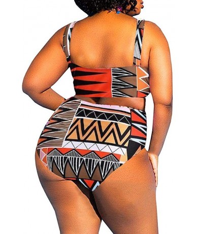 One-Pieces Womens Plus Size Swimwear High Waist One Piece Swimsuits Sexy Control Cutout Bathing Suit Monokini - Z-orange - CE...