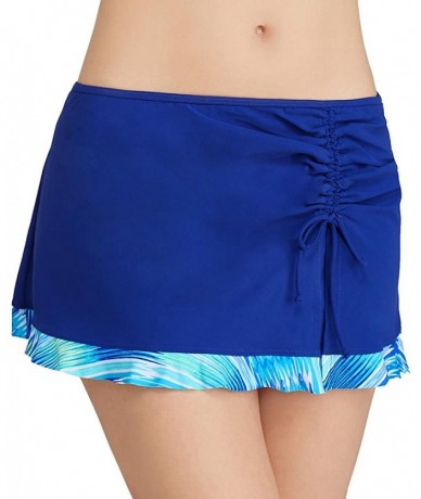 Bottoms Women's Lettuce Ruffle Side Tie Skirted Swimsuit Bottom - Oceana Blue - CN11QUSOZBN $20.31