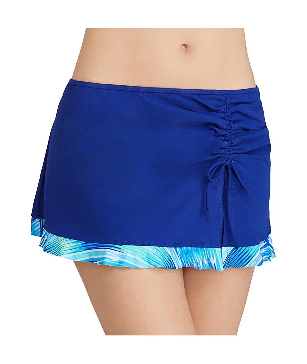 Bottoms Women's Lettuce Ruffle Side Tie Skirted Swimsuit Bottom - Oceana Blue - CN11QUSOZBN $20.31