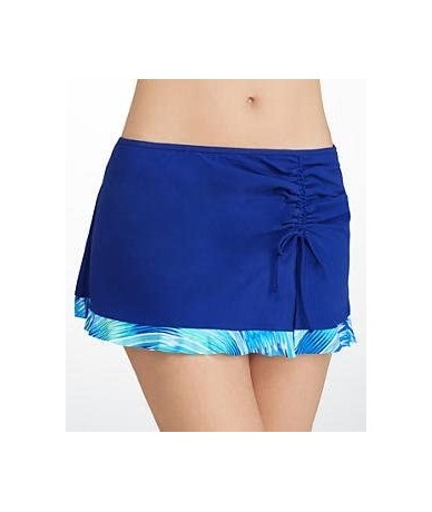 Bottoms Women's Lettuce Ruffle Side Tie Skirted Swimsuit Bottom - Oceana Blue - CN11QUSOZBN $20.31