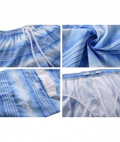 Racing Men's Beachwear Summer Holiday Swim Trunks Quick Dry Striped - Cool Blue - C118L2TYQWS $30.16