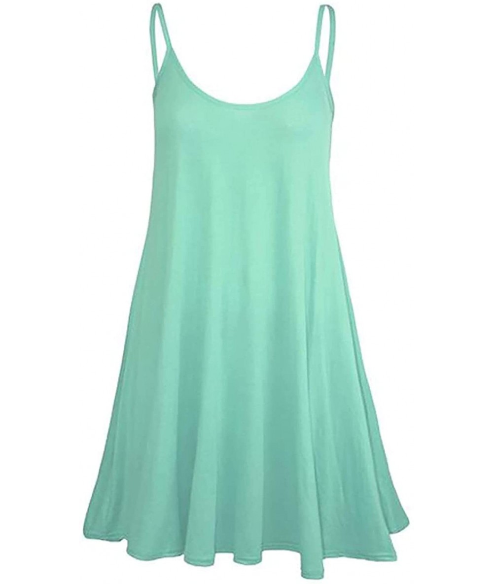 Cover-Ups Women's Casual Spaghetti Strap Loose Swing Slip Dress Casual Cami Tank Dresses - Mint - CW19CRQICEA $42.58