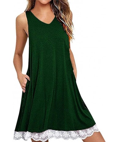 Cover-Ups Women Summer Casual T Shirt Dresses Beach Cover up Plain Dress Loose Swing Dress Pockets - G_green 2 - CB1959HT3RT ...