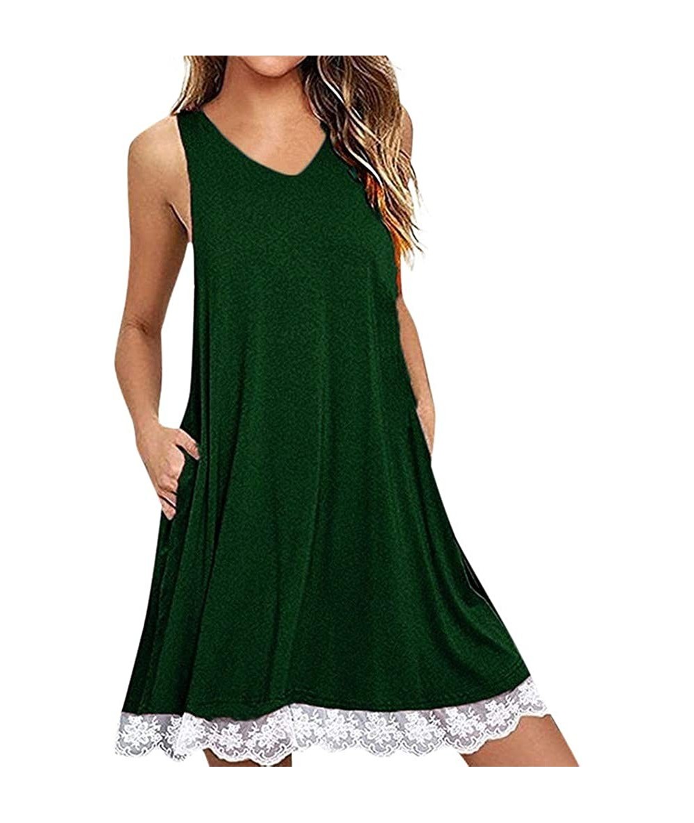 Cover-Ups Women Summer Casual T Shirt Dresses Beach Cover up Plain Dress Loose Swing Dress Pockets - G_green 2 - CB1959HT3RT ...