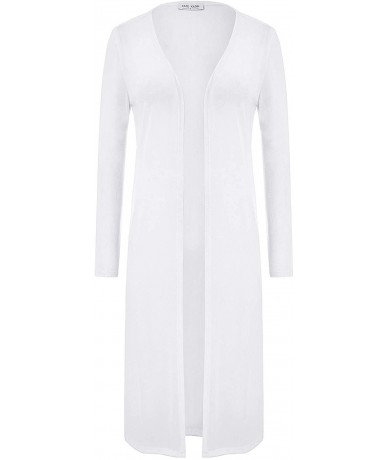 Cover-Ups Women's Swimsuit Long Kimono Cardigan Loose Beach Cover Ups Open Front Casual Sheer Swimwear - White - CE198RZH6C6 ...