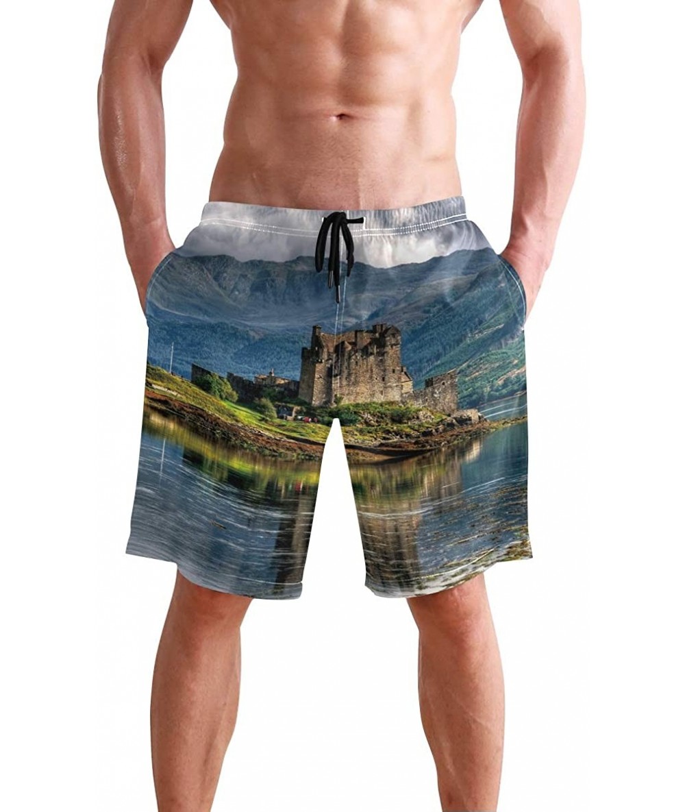 Board Shorts Men's Swim Trunks African American Women with Purple Hair Quick Dry Beach Board Shorts with Pockets - Castle Sce...