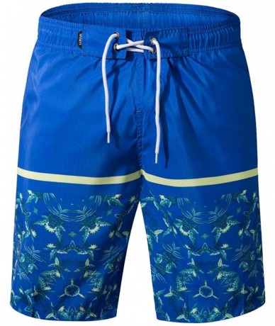 Board Shorts Men's Swimming Trunks with Pockets Beach Swimwear Quick Dry Elastic Waist Board Shorts - 1807 Blue With Mesh - C...