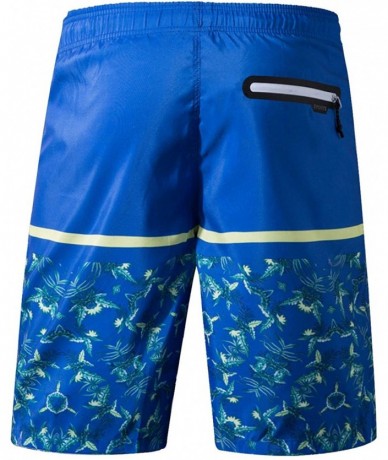 Board Shorts Men's Swimming Trunks with Pockets Beach Swimwear Quick Dry Elastic Waist Board Shorts - 1807 Blue With Mesh - C...