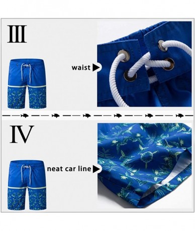 Board Shorts Men's Swimming Trunks with Pockets Beach Swimwear Quick Dry Elastic Waist Board Shorts - 1807 Blue With Mesh - C...