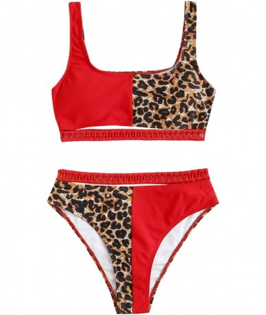 Sets Women's Sexy 2 Piece Bathing Suit Cut Out High Waist Bikini Set - Multicolor-3 - C3196WXXSUD $33.81