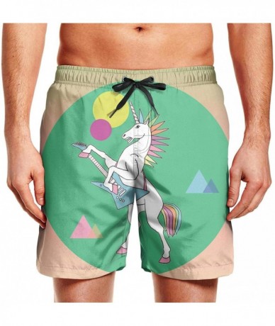 Board Shorts Men's Sportwear Quick Dry Board Shorts Grunge Urban Pattern with Monster Swim Trunks - Guitar Unicorn - CU18QW9G...