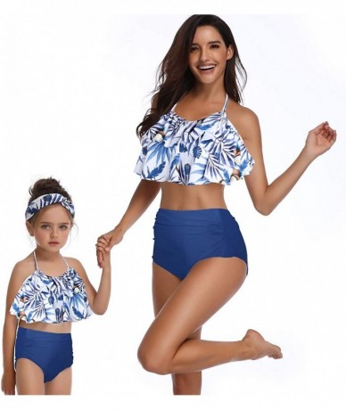 Bottoms Women Two Pieces Swimsuit Ruffle Swimwear Kids Girls Bikini Bathing Suit Mommy and Me Matching Family Beachwear Sets ...