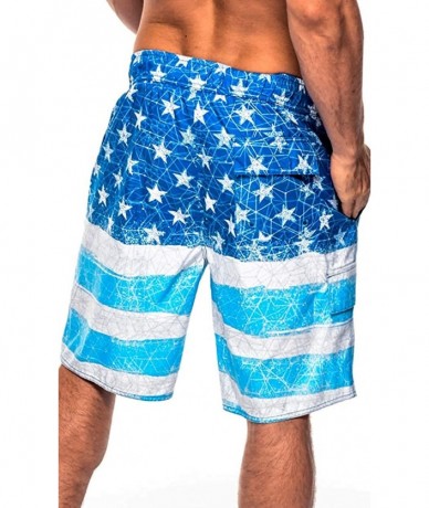 Trunks Men's Micro Fiber Star Spangled Swim Trunks - Spangled Blue - CK11VXWL0IH $37.63