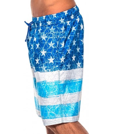 Trunks Men's Micro Fiber Star Spangled Swim Trunks - Spangled Blue - CK11VXWL0IH $37.63