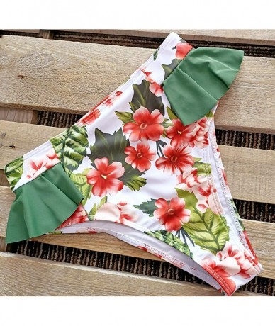 Sets Women High Waisted Swimsuit Ruffle V Neck Bikini Two Pieces Swimwear - Print 10 - CC198N2TO6U $45.81