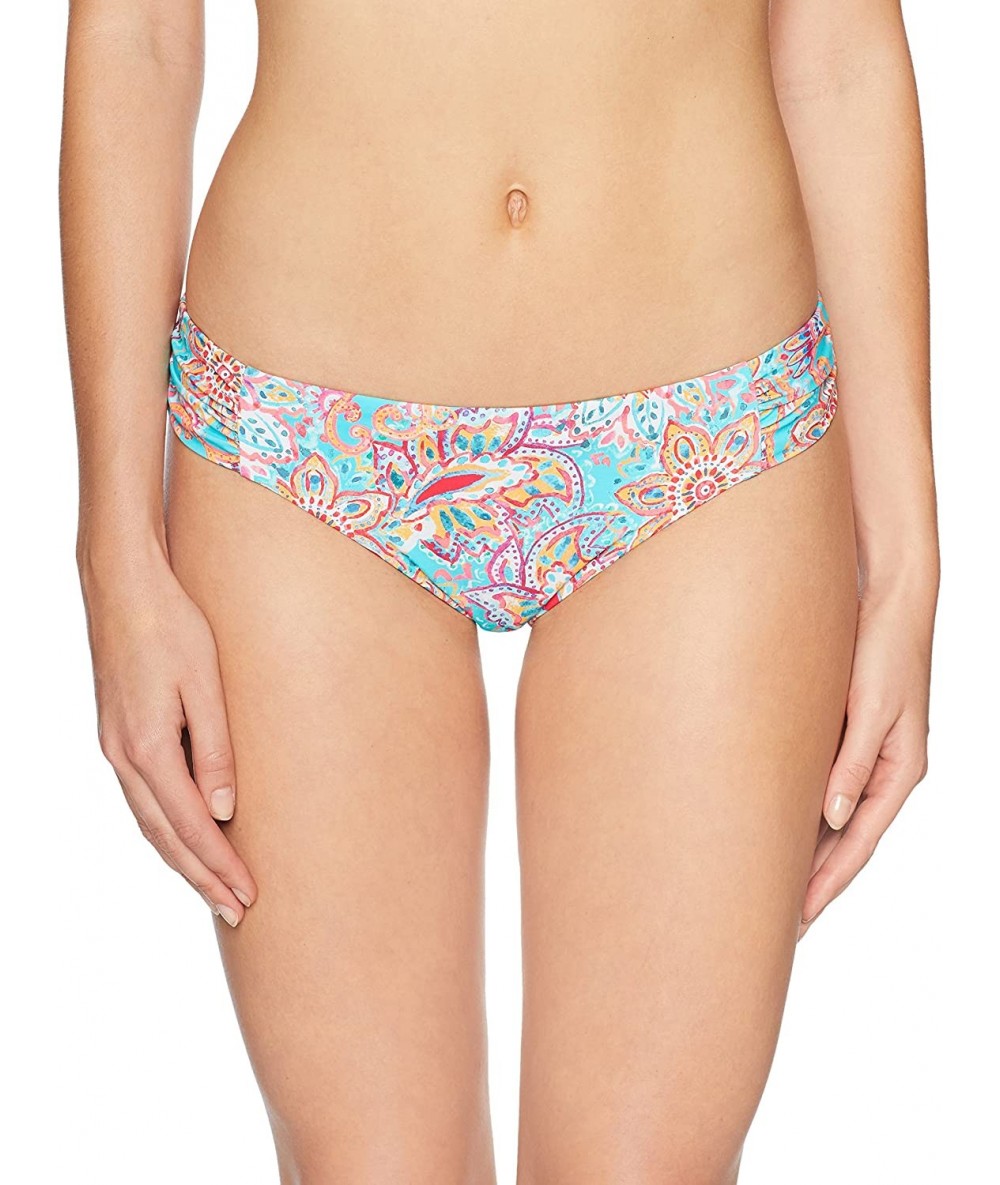 Bottoms Women's Femme Fatal Shirred Side Bikini Bottom Swimsuit - Fiesta Flora - CU18C4W74CY $64.13