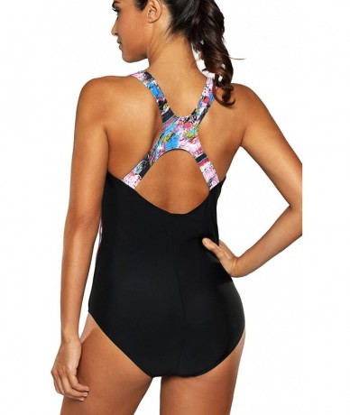 Racing Women's One Piece Athletic Racerback Swimsuit Slimming Bathing Suit - 4 Black/Red - CH18E5HX26H $46.79