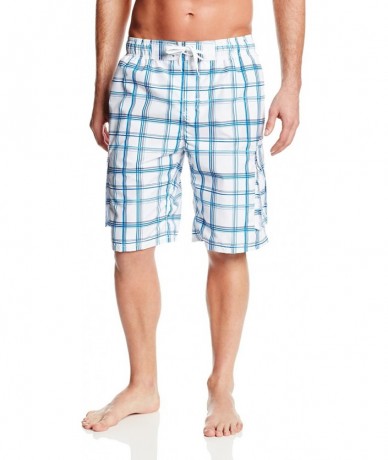 Trunks Men's Miles Swim Trunks (Regular & Extended Sizes) - Miles White - CT11GNNW2E7 $36.50