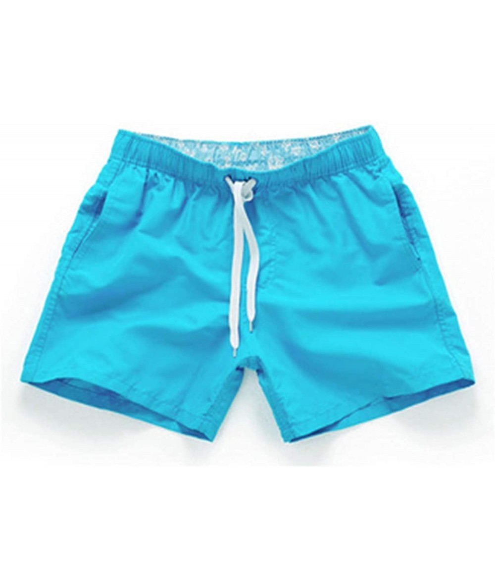 Board Shorts Pocket Quick Dry for Men Man Swimsuit Swim Trunks Summer Bathing Beach Wear Surf Boxer Brie - Sky Blue - CR18SC0...