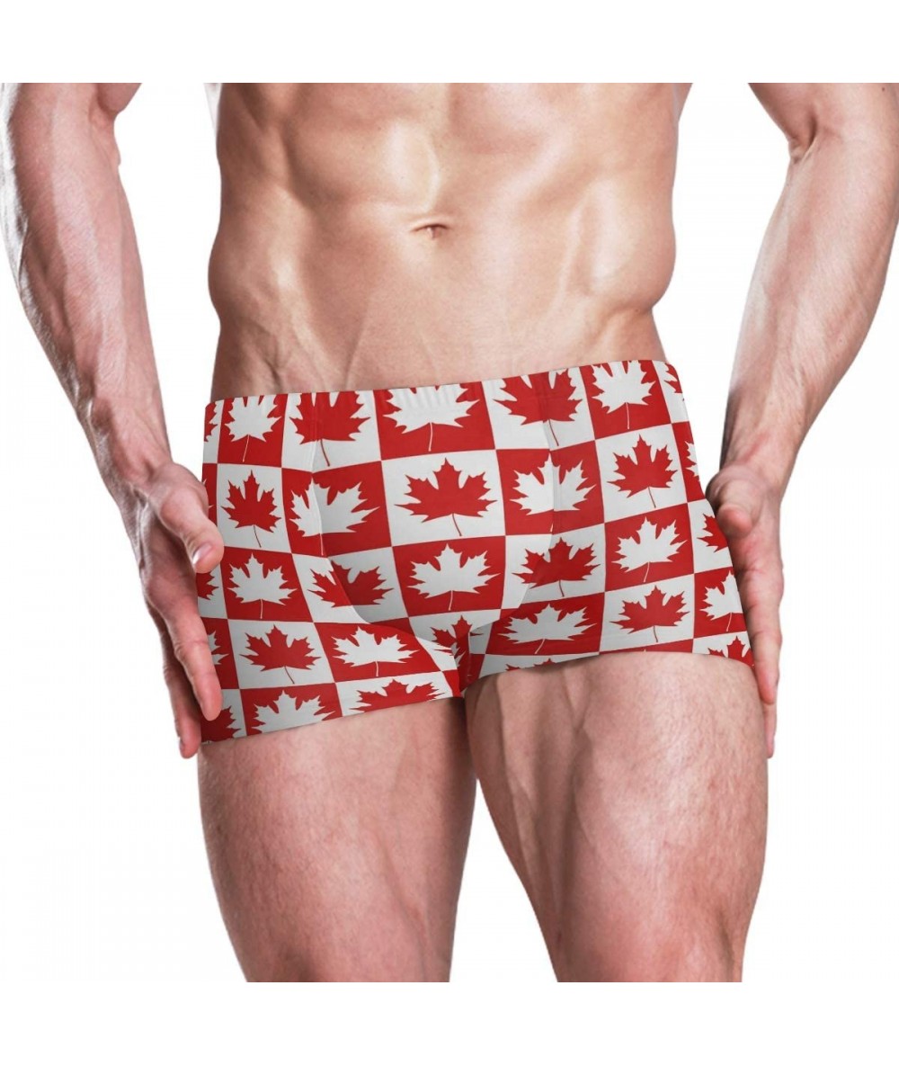 Briefs Colombian Flag Men's Swim Trunks Square Leg Swimsuit Swimwear Boxer Brief - Canadian Maple Leaf Gold Leaves - CQ18TNZQ...