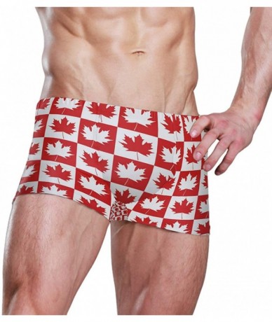 Briefs Colombian Flag Men's Swim Trunks Square Leg Swimsuit Swimwear Boxer Brief - Canadian Maple Leaf Gold Leaves - CQ18TNZQ...