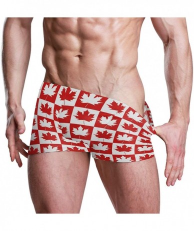 Briefs Colombian Flag Men's Swim Trunks Square Leg Swimsuit Swimwear Boxer Brief - Canadian Maple Leaf Gold Leaves - CQ18TNZQ...