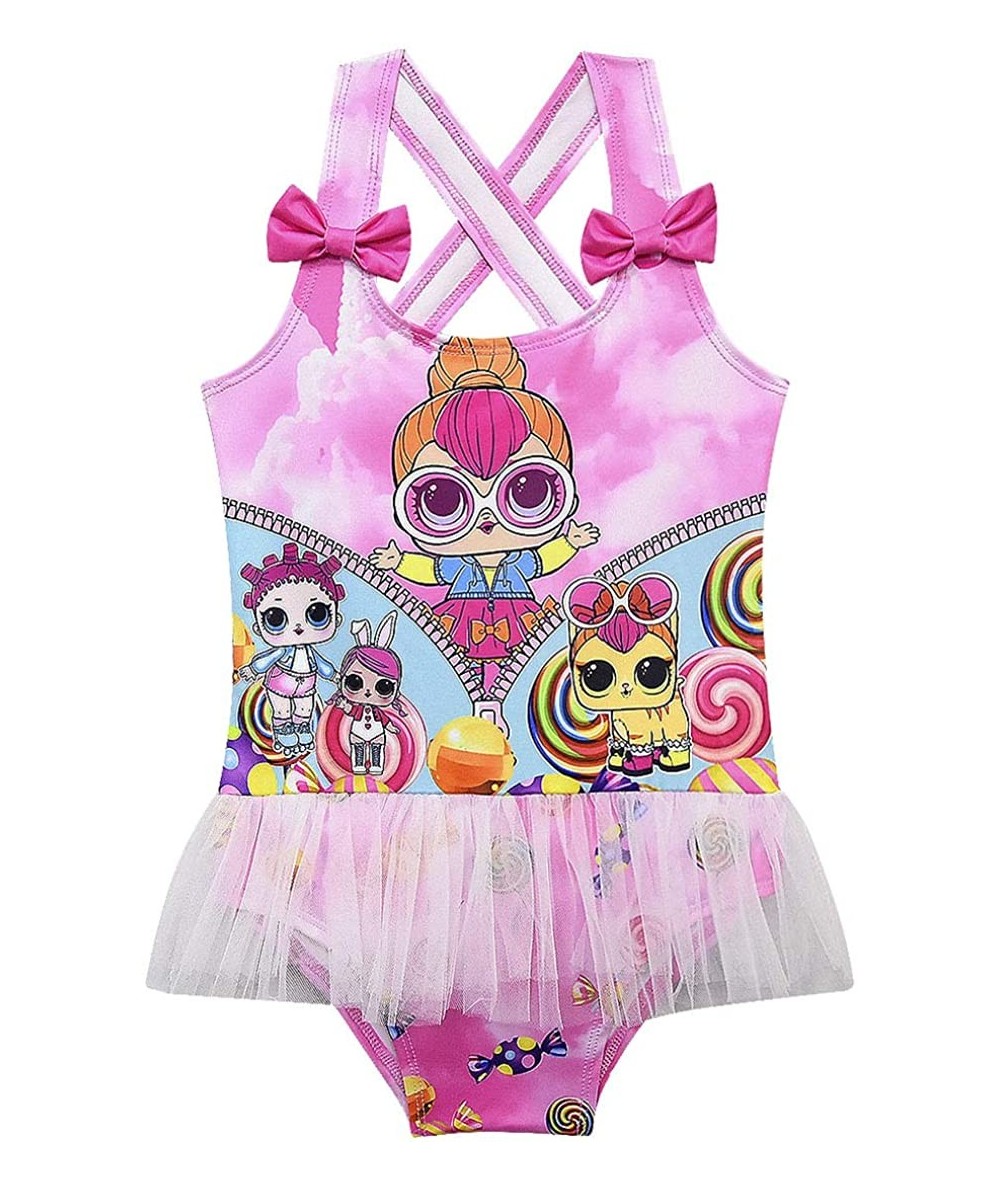 One-Pieces Girls Swimsuit One Piece Rainbow Kids Bathing Suits Toddlers Swimwear - Light Red - CC18RW7H6ZM $29.59