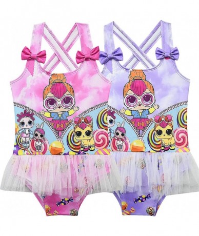 One-Pieces Girls Swimsuit One Piece Rainbow Kids Bathing Suits Toddlers Swimwear - Light Red - CC18RW7H6ZM $29.59