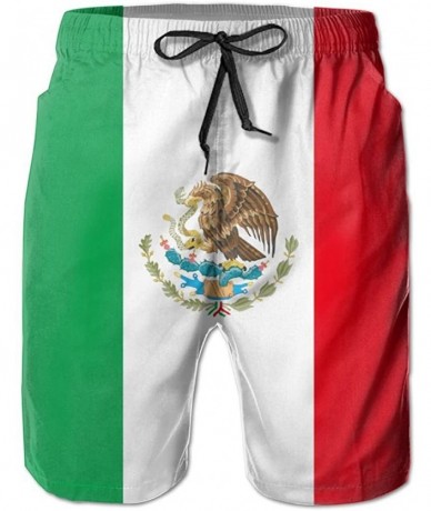 Board Shorts Mens Mexican Flag Mexico Breathable Beach Board Shorts Swim Trunks Quick Dry - White - CT18G0R9GAX $59.55