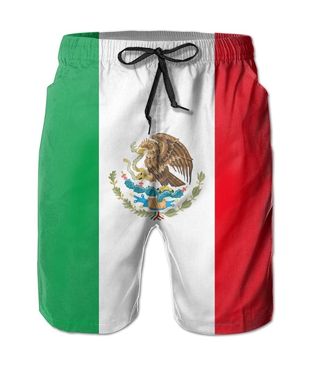 Board Shorts Mens Mexican Flag Mexico Breathable Beach Board Shorts Swim Trunks Quick Dry - White - CT18G0R9GAX $59.55