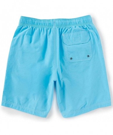 Trunks Men's Big & Tall Solid Color Swim Trunks - Blue Aqua - CE18OWXS6IO $48.69