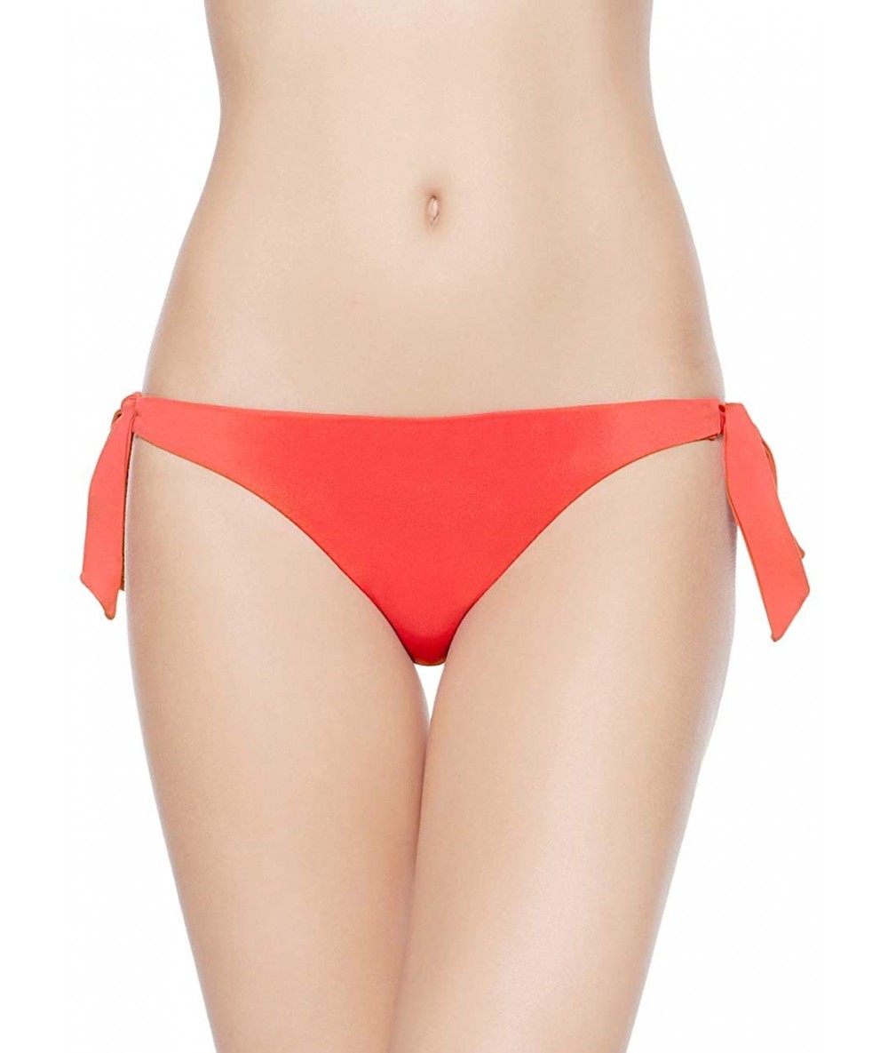 Tankinis Womens Cheeky Bottom Tieside Brazilian Bikini Briefs Sweetheart Hipster - Living Coral - CG18XNGGS7A $30.62